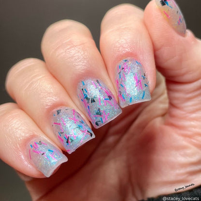 Top This nail polish by Twinkle & Hex Polish – bold handmade indie nail polish with flakes shimmer