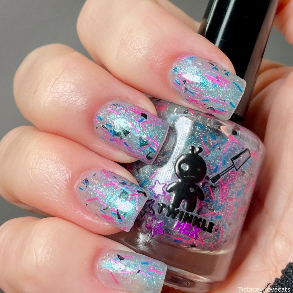 Top This nail polish by Twinkle & Hex Polish – bold handmade indie nail polish with flakes shimmer