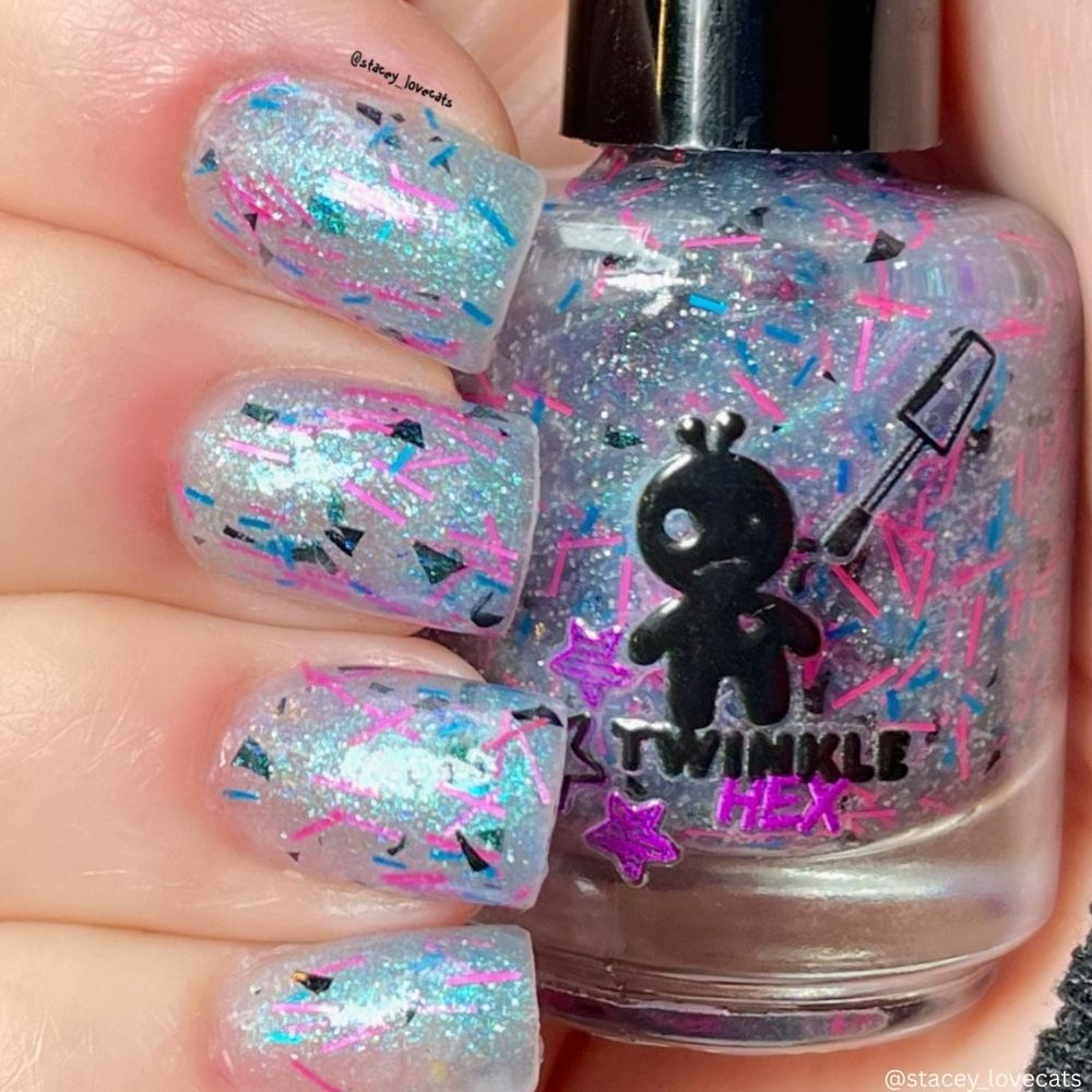 Top This nail polish by Twinkle & Hex Polish – bold handmade indie nail polish with flakes shimmer
