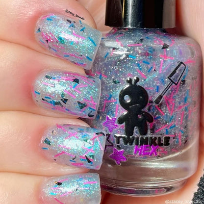 Top This nail polish by Twinkle & Hex Polish – bold handmade indie nail polish with flakes shimmer