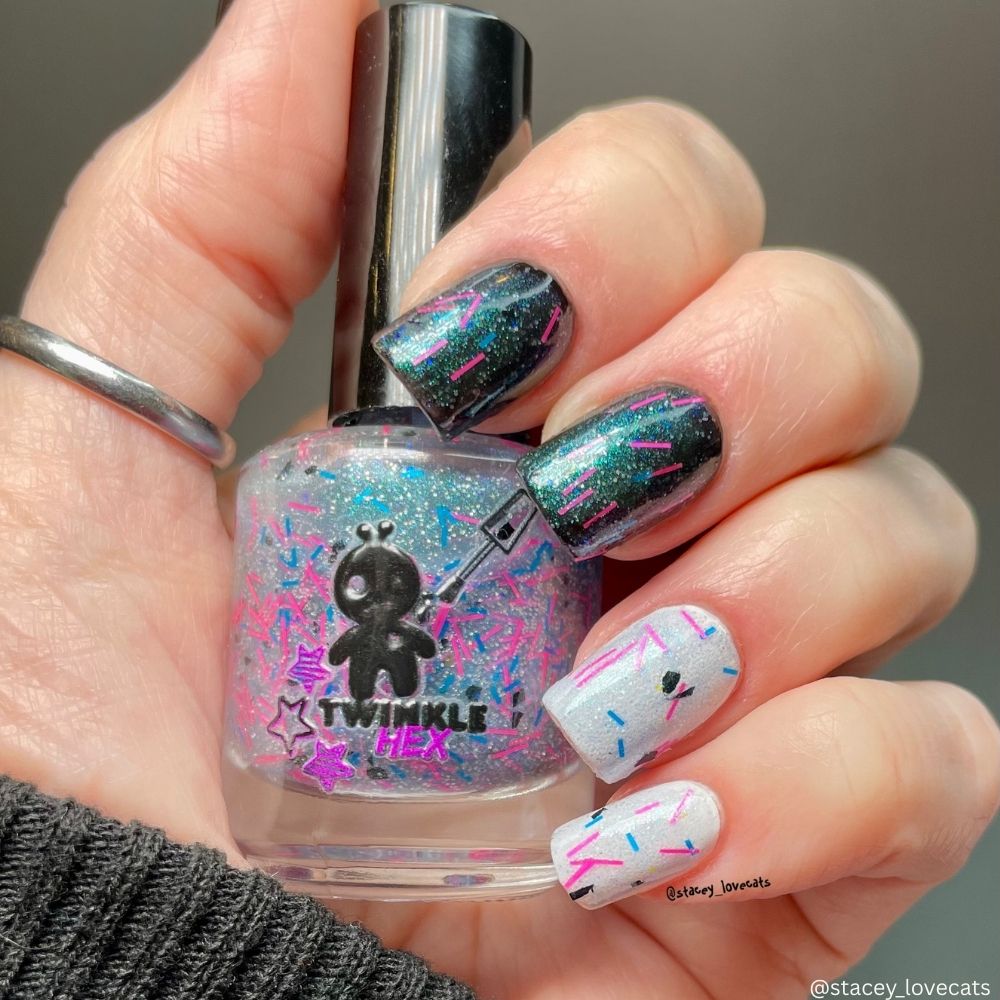 Top This nail polish by Twinkle & Hex Polish – bold handmade indie nail polish with flakes shimmer