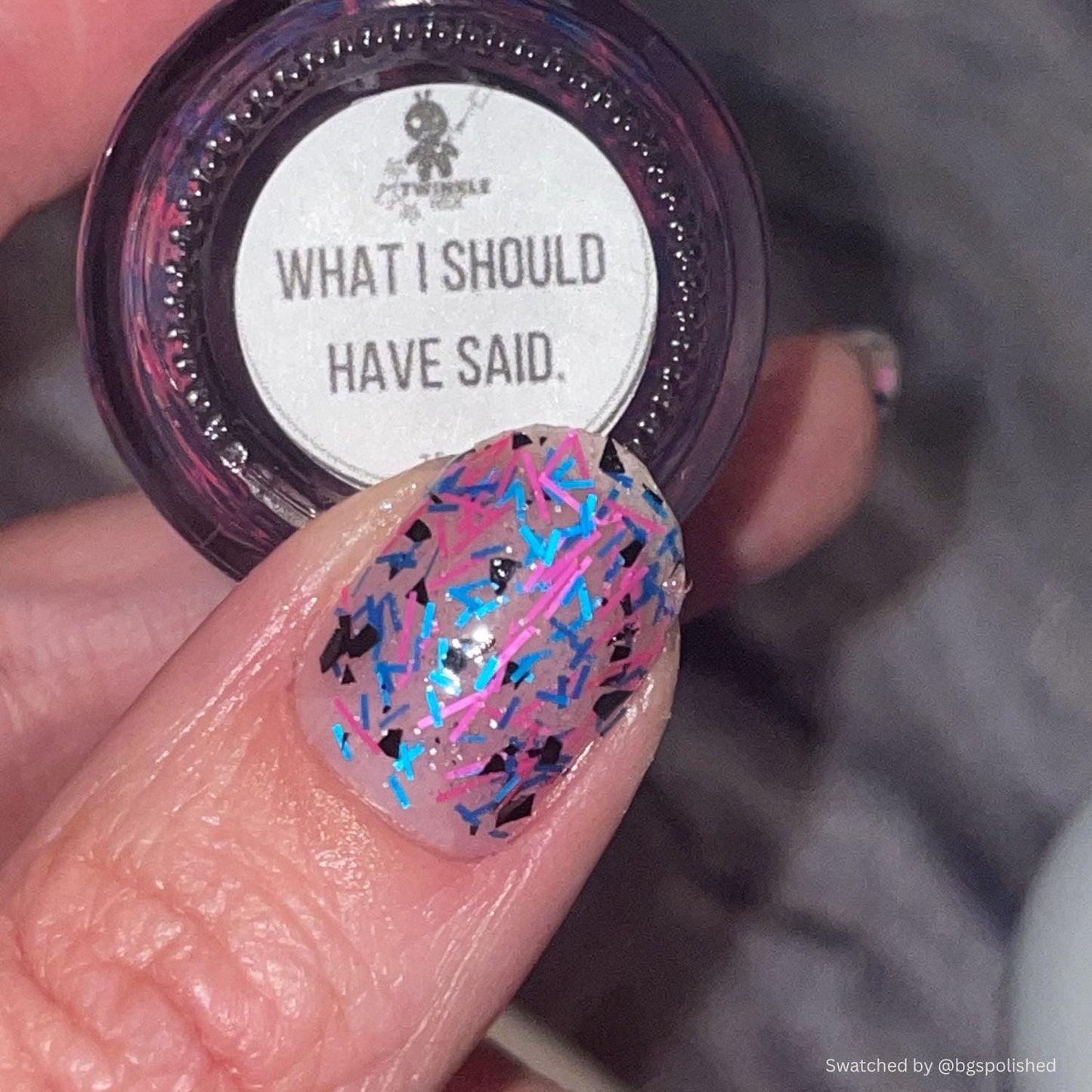 What I Should Have Said nail polish by Twinkle & Hex Polish – bold handmade indie nail polish with flakes shimmer
