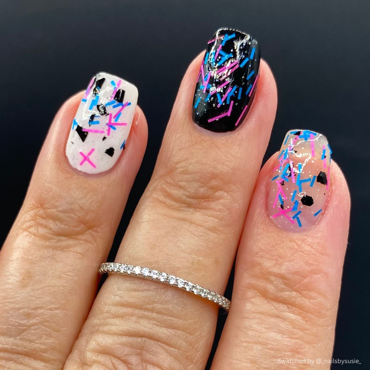 What I Should Have Said nail polish by Twinkle & Hex Polish – bold handmade indie nail polish with flakes shimmer