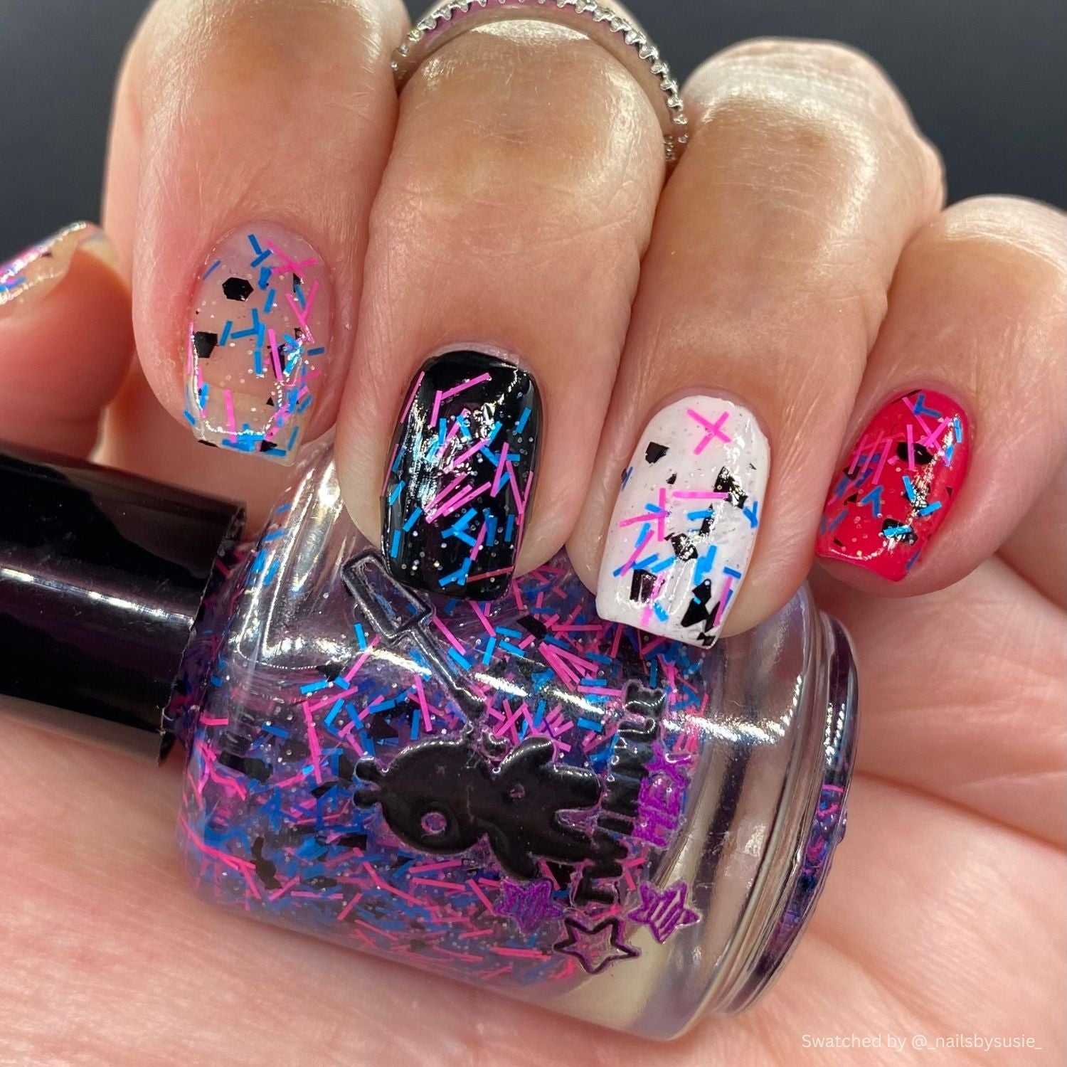 What I Should Have Said nail polish by Twinkle & Hex Polish – bold handmade indie nail polish with flakes shimmer
