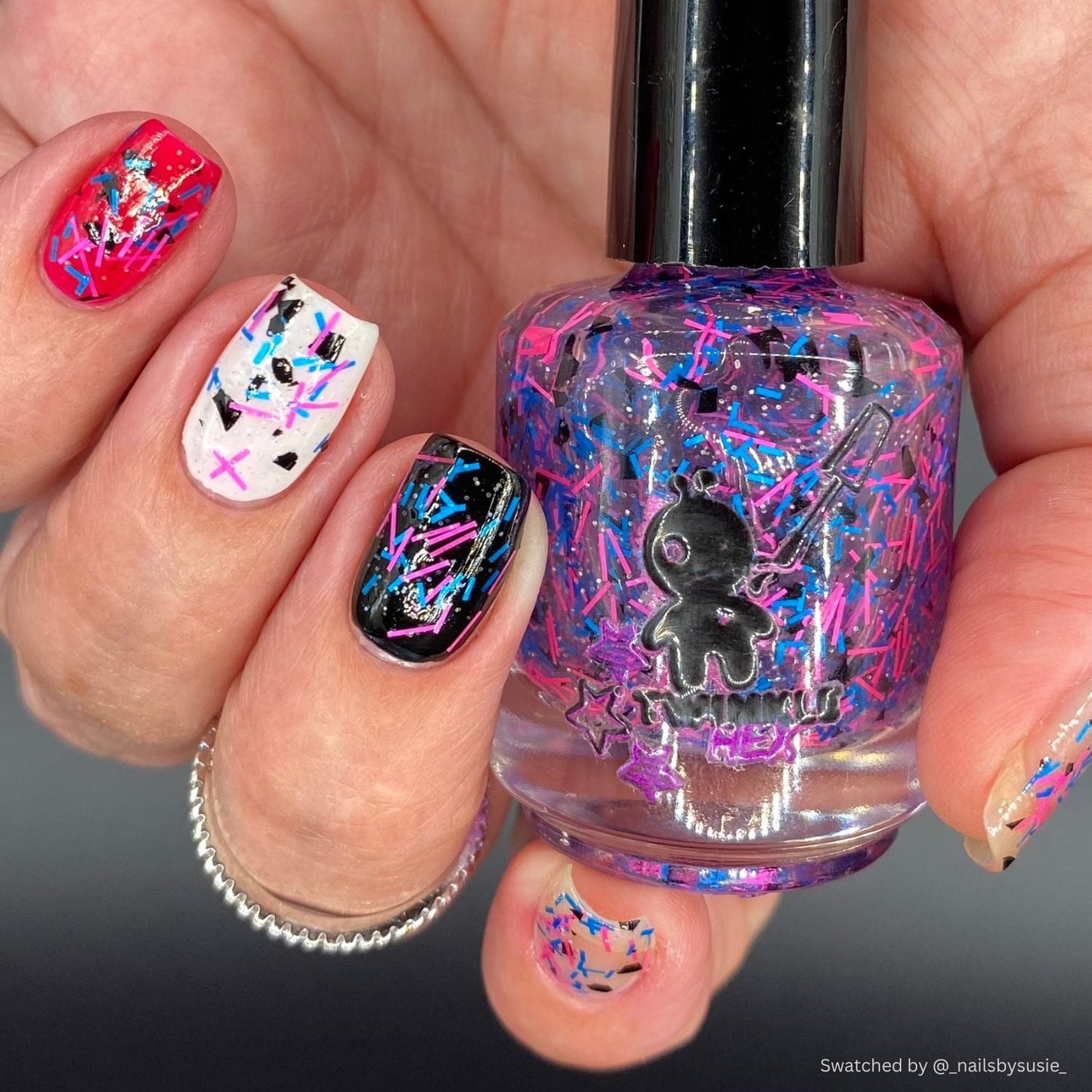 What I Should Have Said nail polish by Twinkle & Hex Polish – bold handmade indie nail polish with flakes shimmer