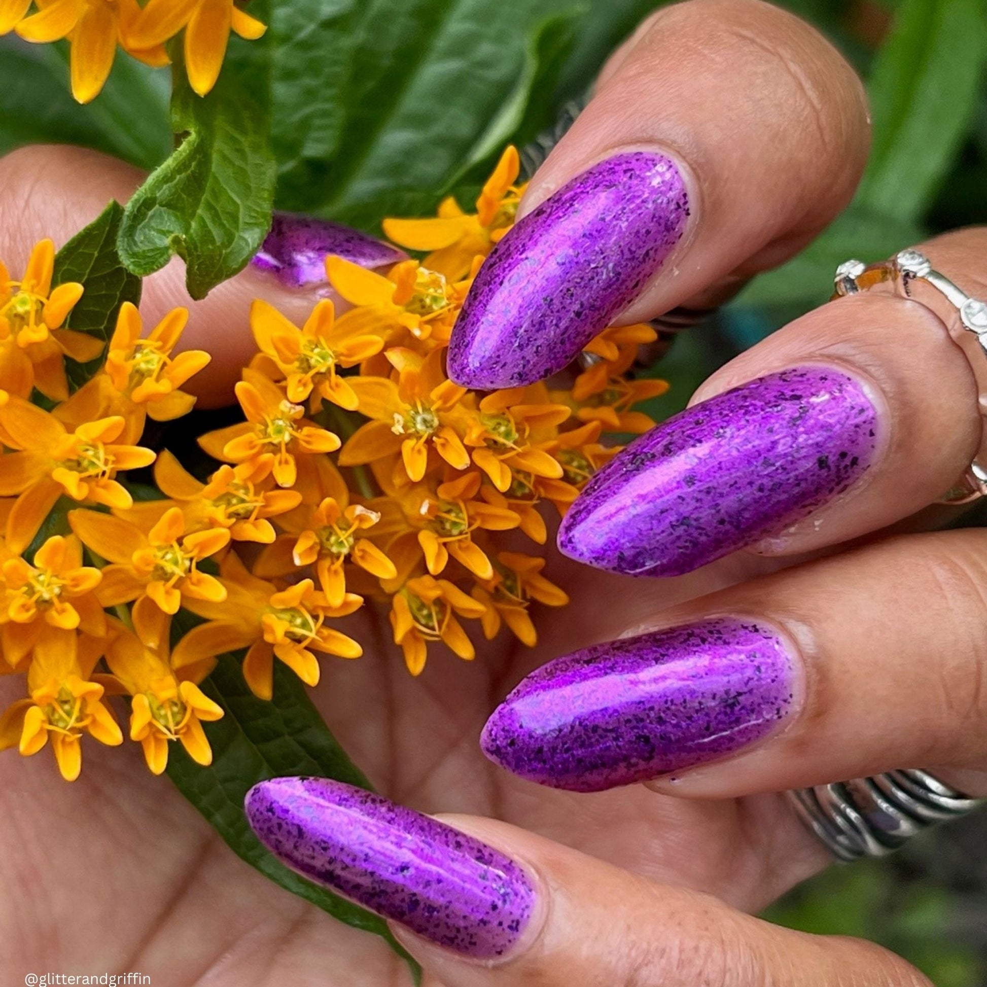 Whatever nail polish by Twinkle & Hex Polish – bold handmade indie nail polish with flakes shimmer