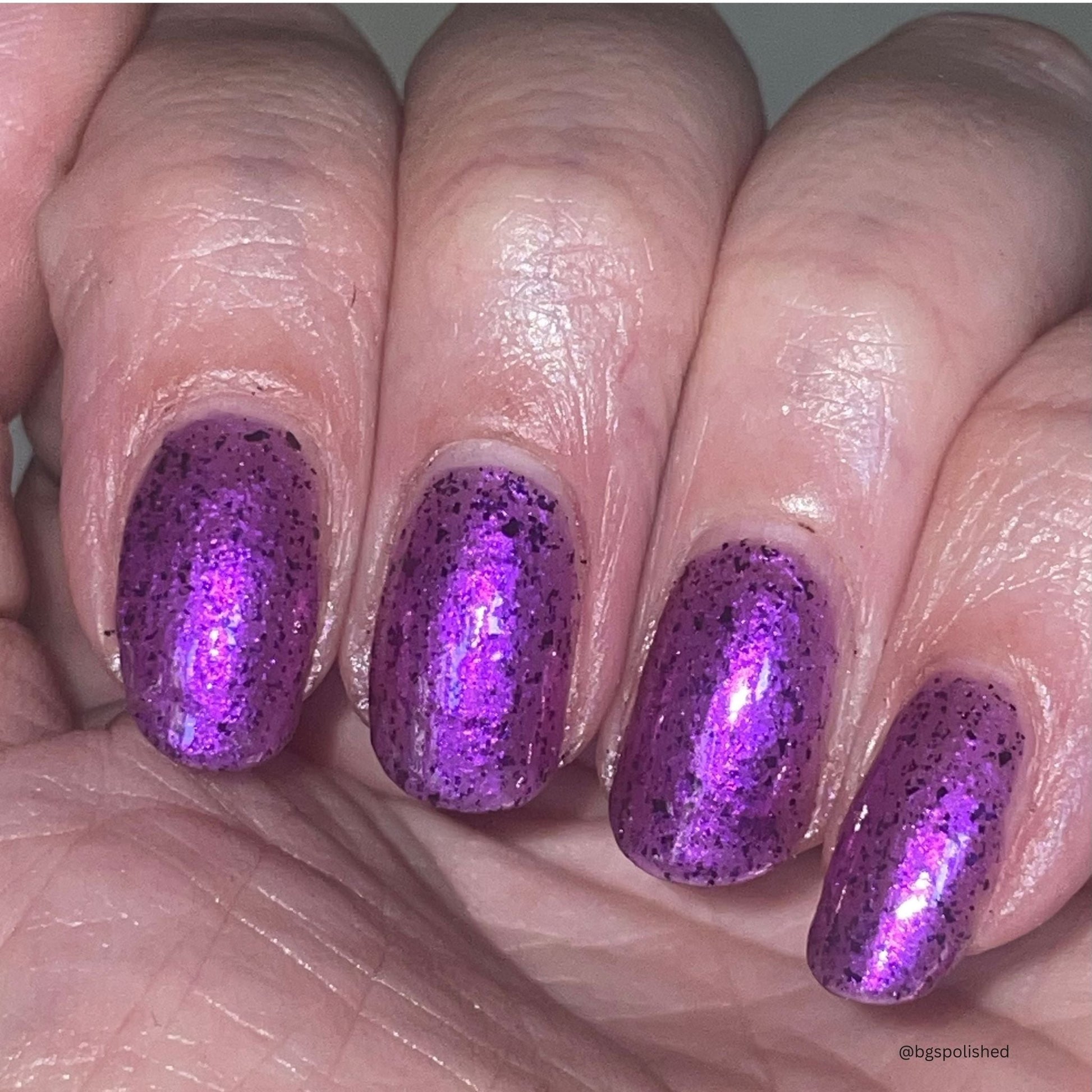 Whatever nail polish by Twinkle & Hex Polish – bold handmade indie nail polish with flakes shimmer