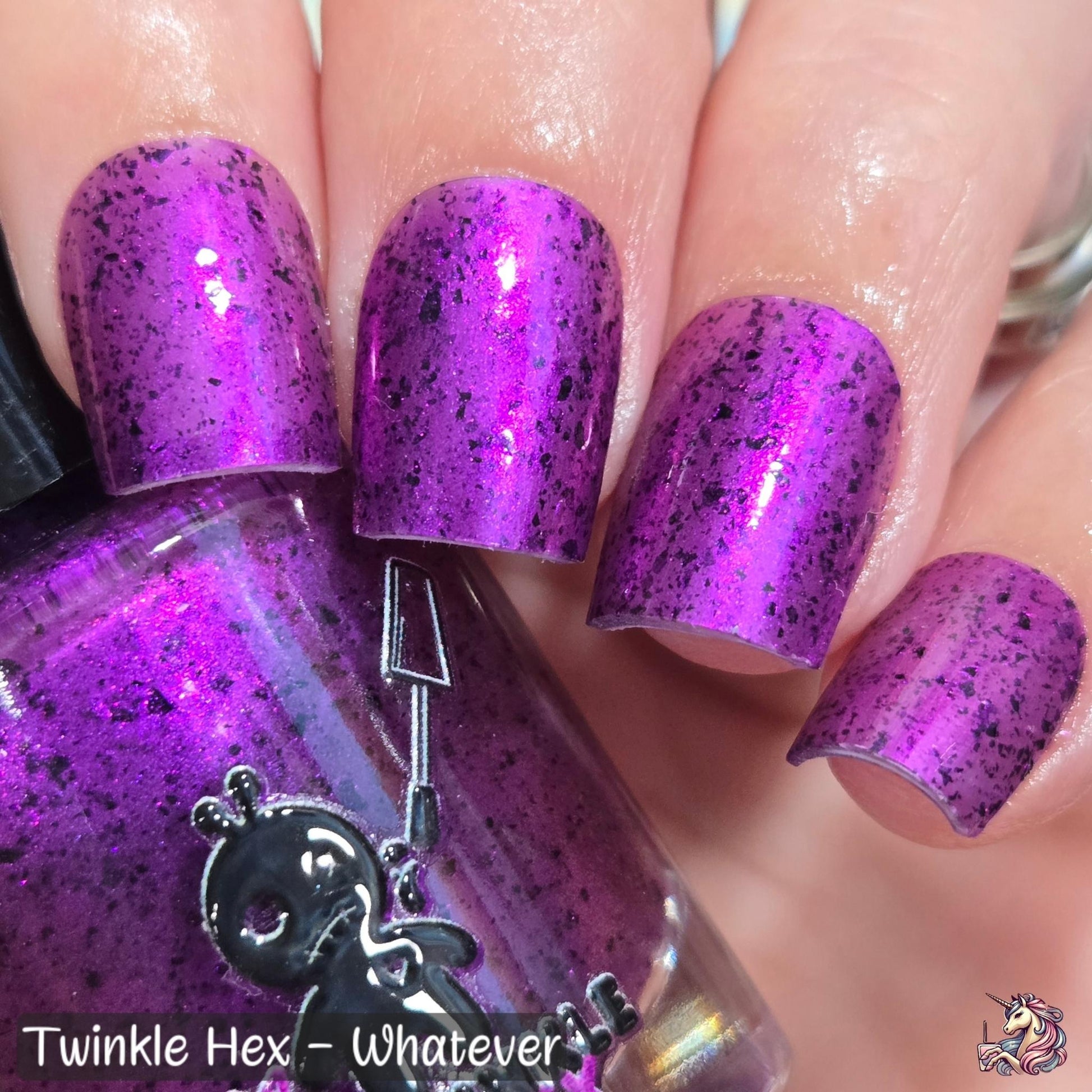Whatever nail polish by Twinkle & Hex Polish – bold handmade indie nail polish with flakes shimmer