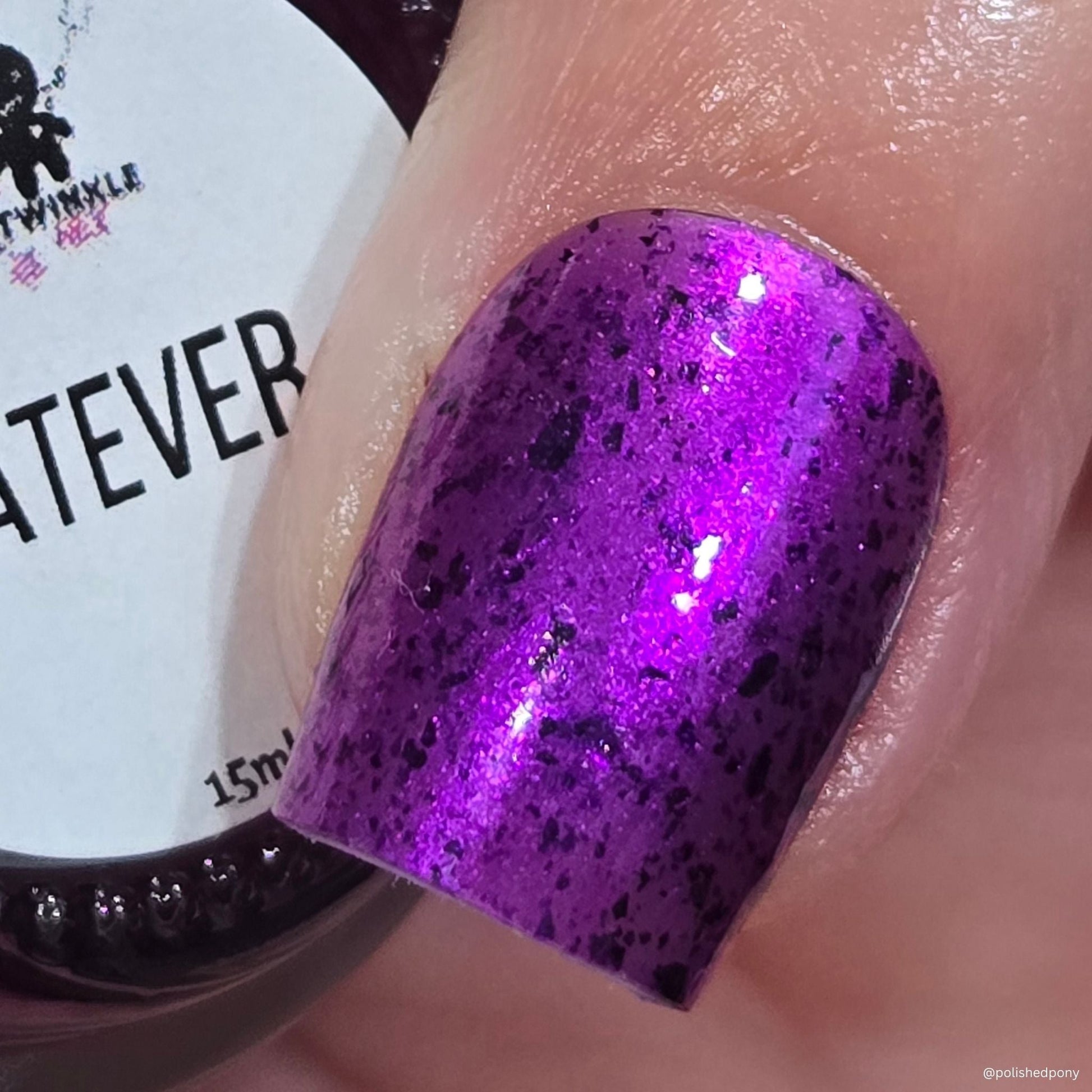 Whatever nail polish by Twinkle & Hex Polish – bold handmade indie nail polish with flakes shimmer